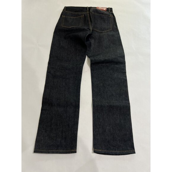 Supreme Straight Leg Button Fly Jeans in Dark Blue - Picture 2 of 5